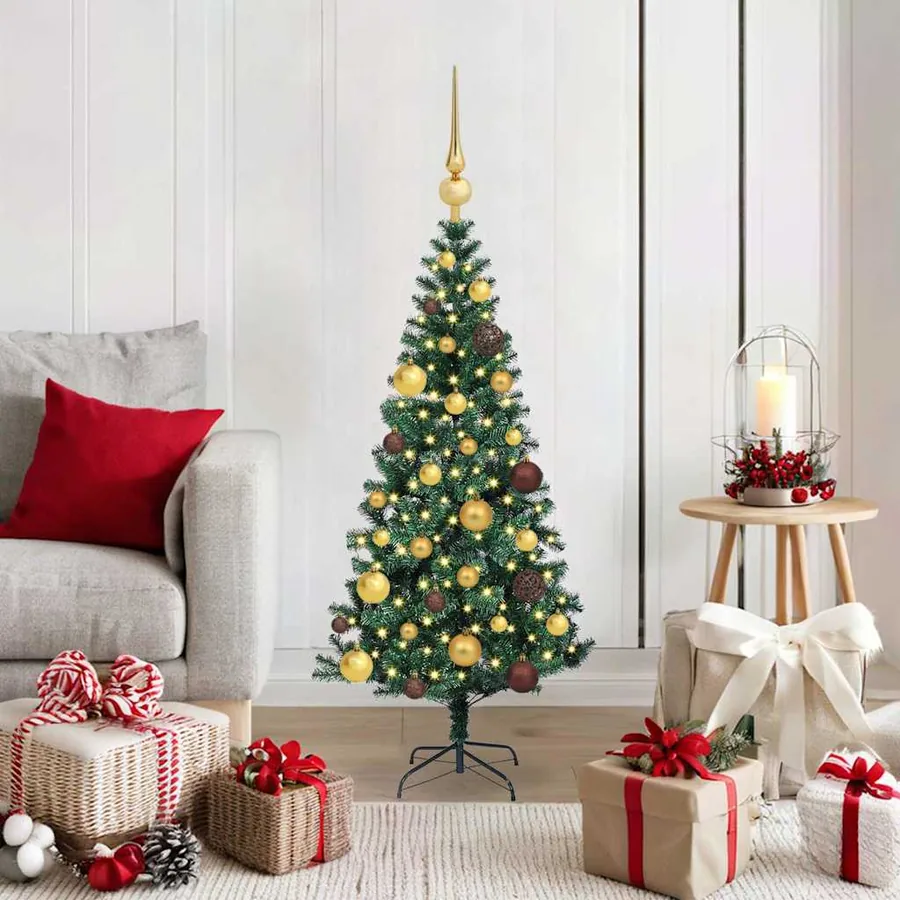 Sapin de Noël artificiel pré-éclairé Vert 120 cm PVC et métal
