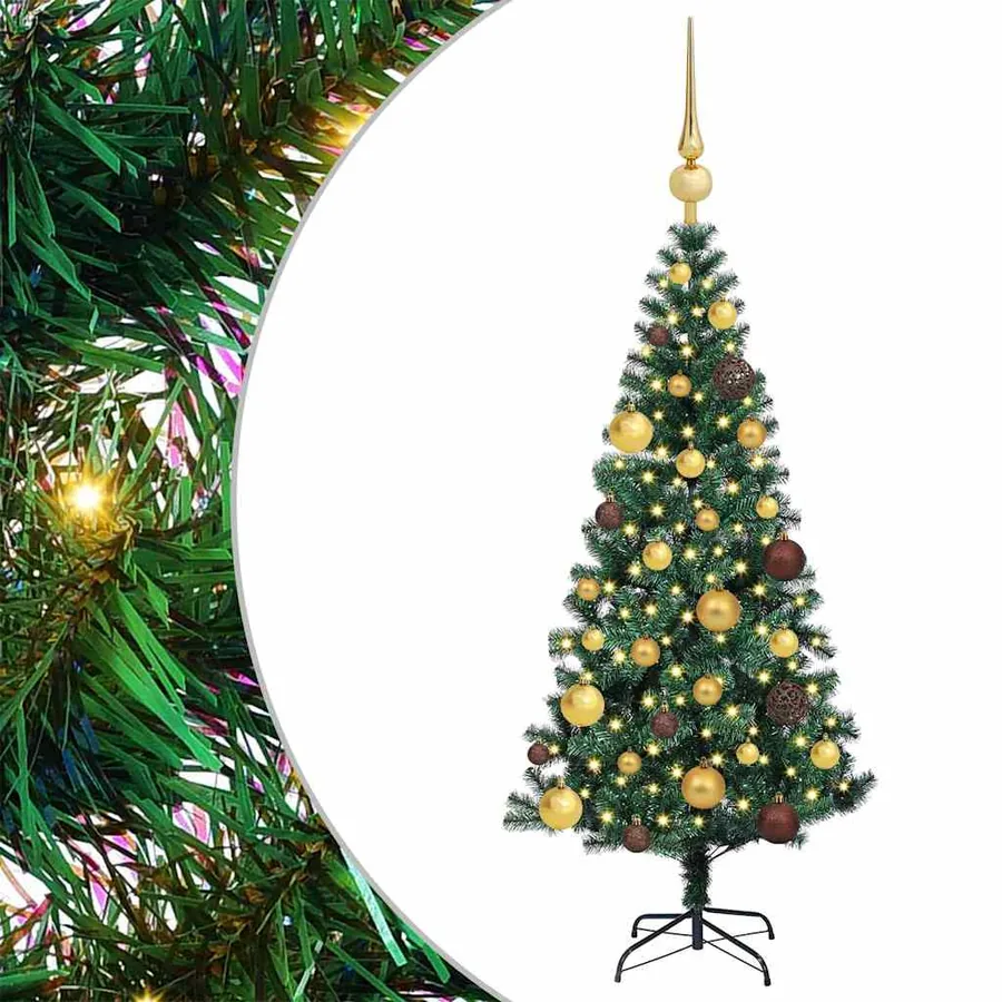 Sapin de Noël artificiel pré-éclairé Vert 120 cm PVC et métal - 2