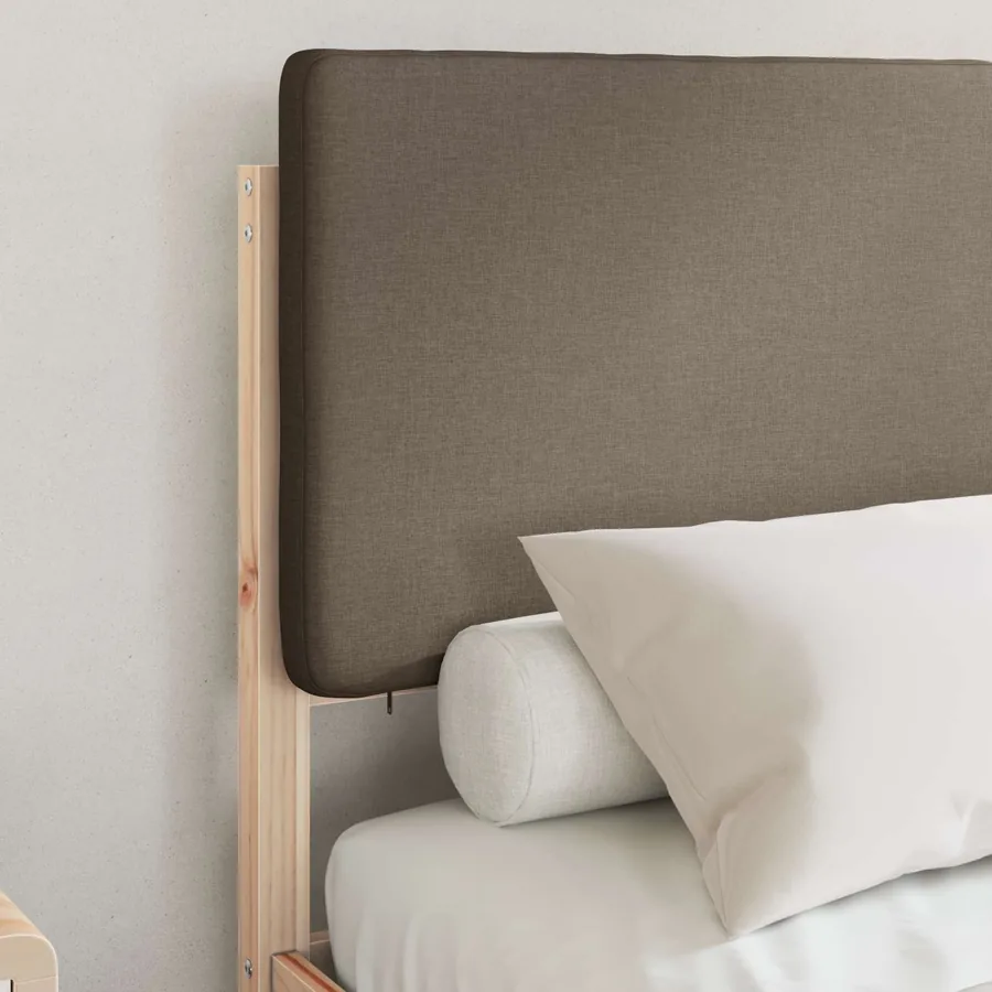 Cadre de lit avec tête de lit rembourrée Taupe 135 x 190 cm - 3