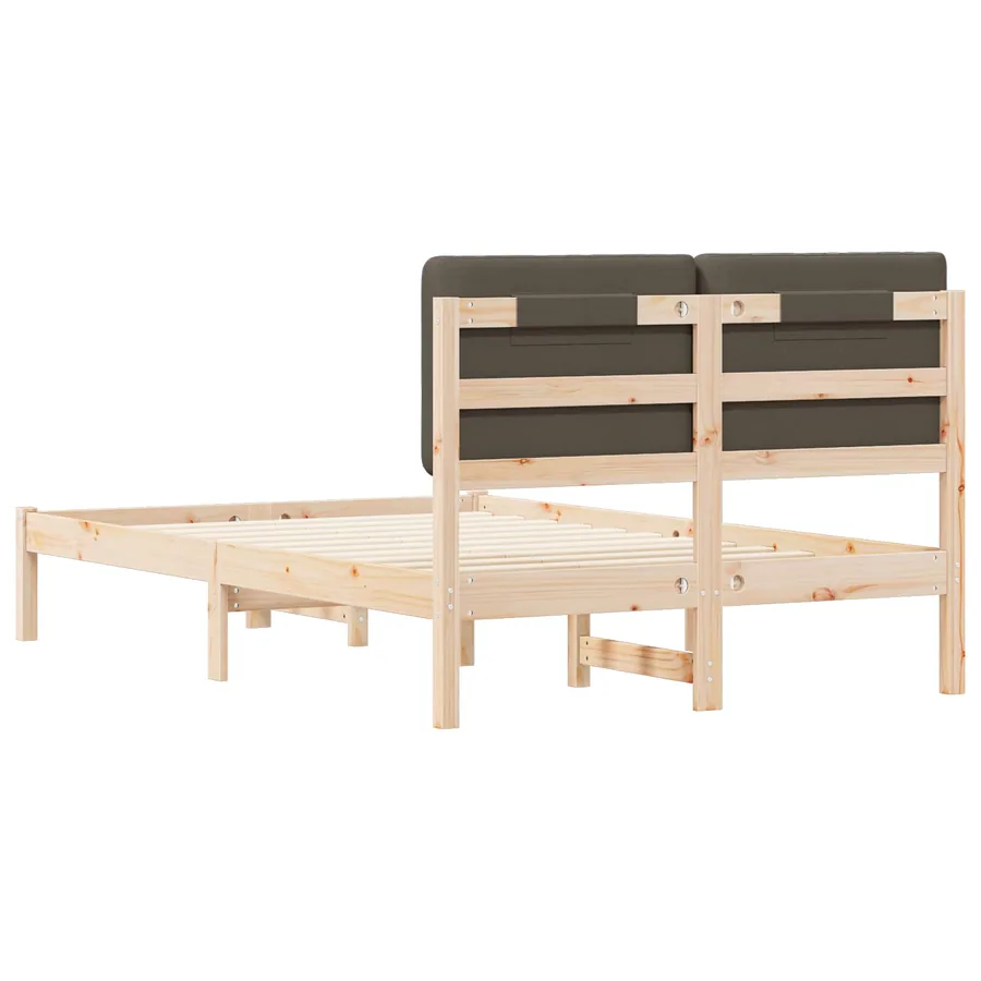 Cadre de lit avec tête de lit rembourrée Taupe 135 x 190 cm - 7