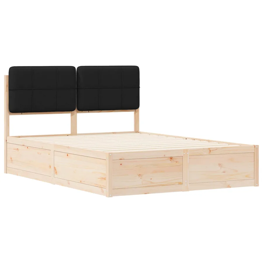 Cadre de lit avec tête de lit rembourrée Noir 135 x 190 cm - 4