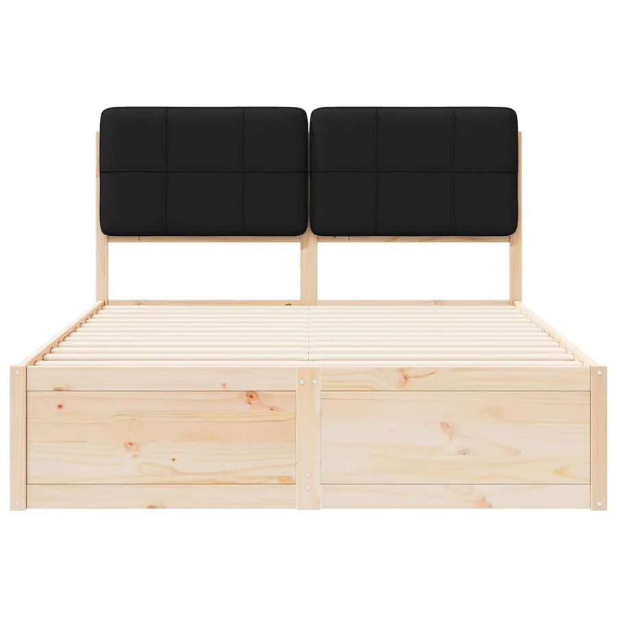 Cadre de lit avec tête de lit rembourrée Noir 135 x 190 cm - 5