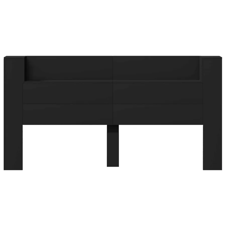 Tête de lit de rangement avec LED Noir Bois d'ingénierie - 5