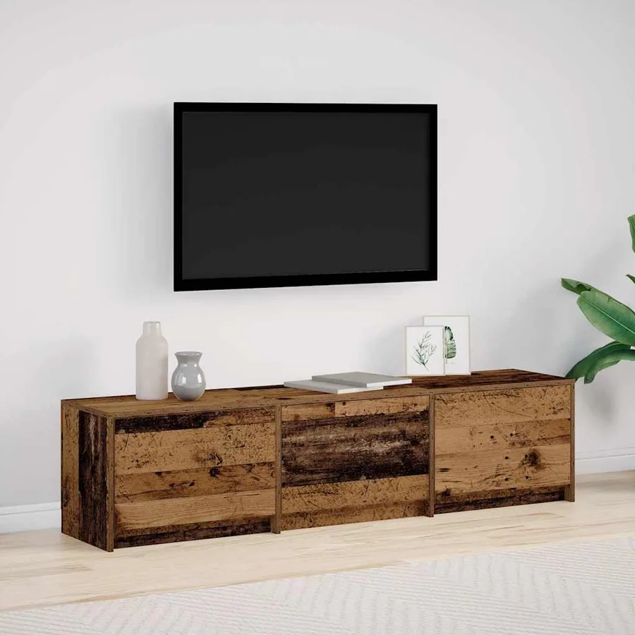 Meuble TV avec LED avec bandes LED Bois ancien 165 x 34 x 40 cm