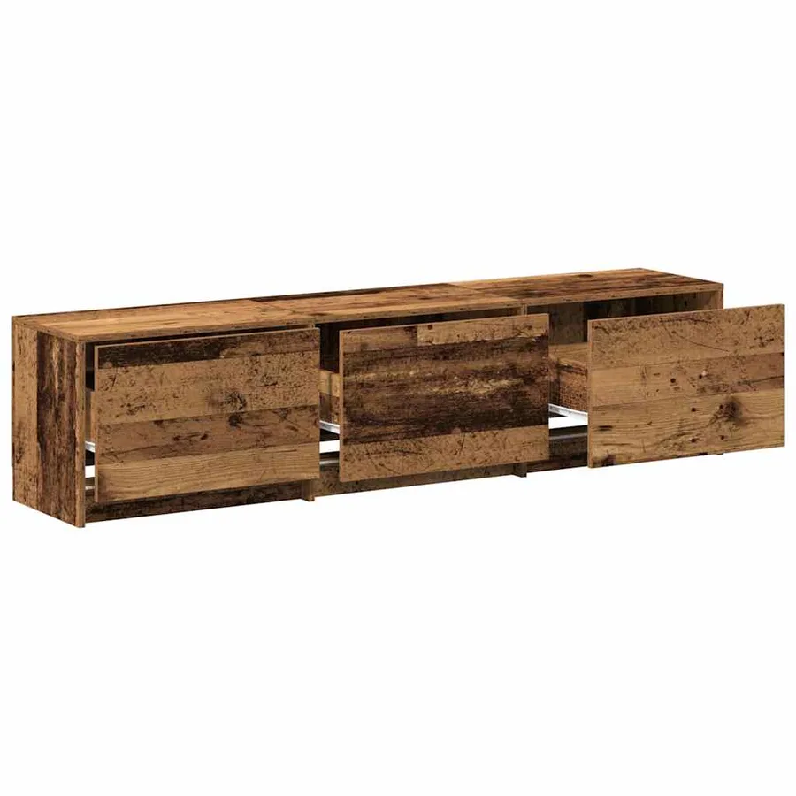 Meuble TV avec LED avec bandes LED Bois ancien 165 x 34 x 40 cm - 6