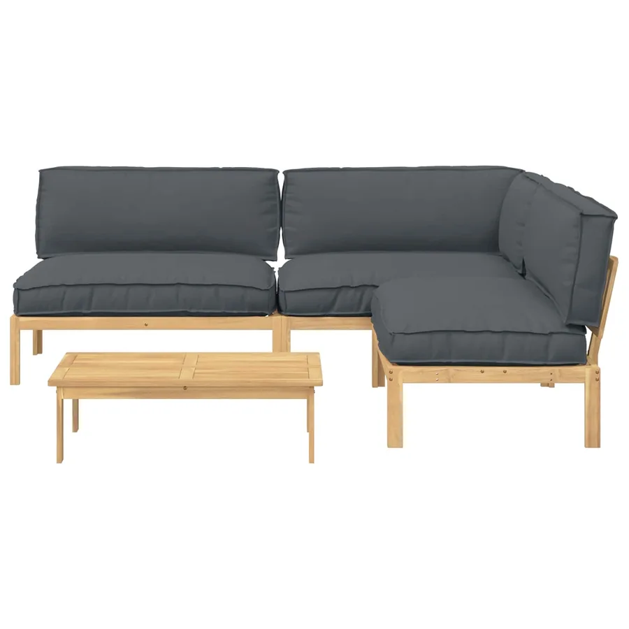 Ensemble de Canapés Uni 4 pcs Anthracite Bois d'Acacia Massif - 10