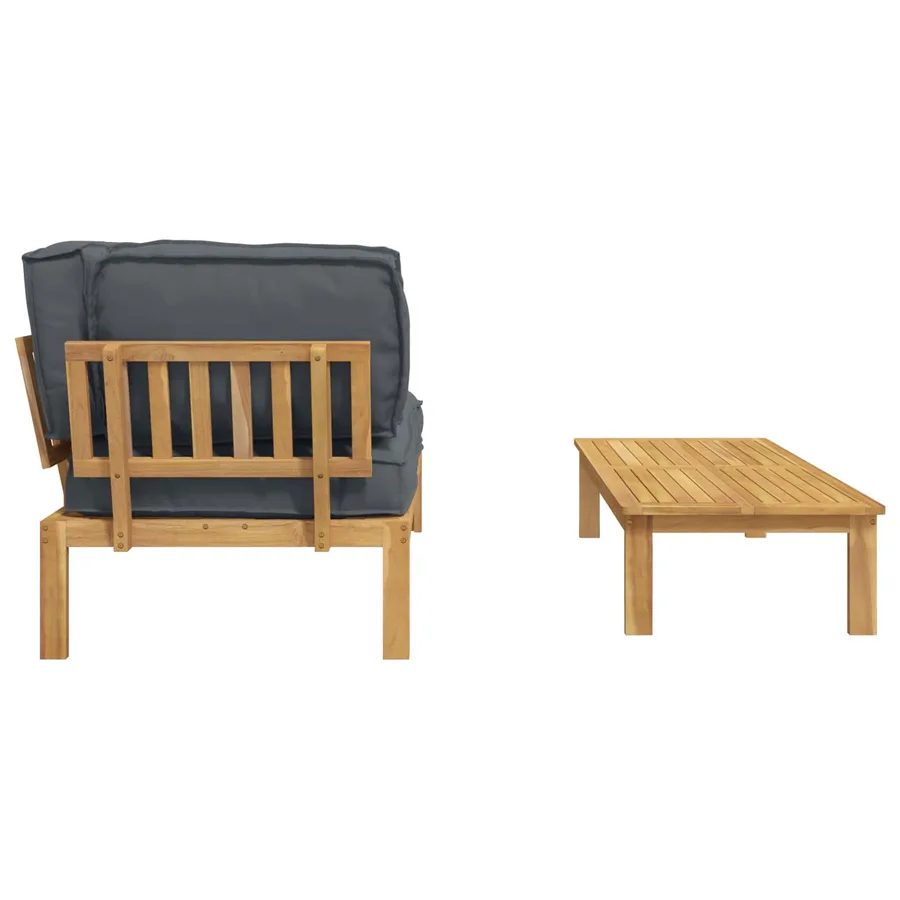 Ensemble de Canapés Uni 2 pcs Anthracite Bois d'Acacia Massif - 10