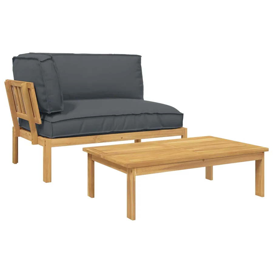 Ensemble de Canapés Uni 2 pcs Anthracite Bois d'Acacia Massif - 2