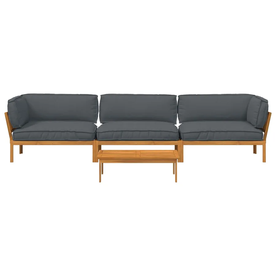 Ensemble de Canapés Uni 4 pcs Anthracite Bois d'Acacia Massif - 10