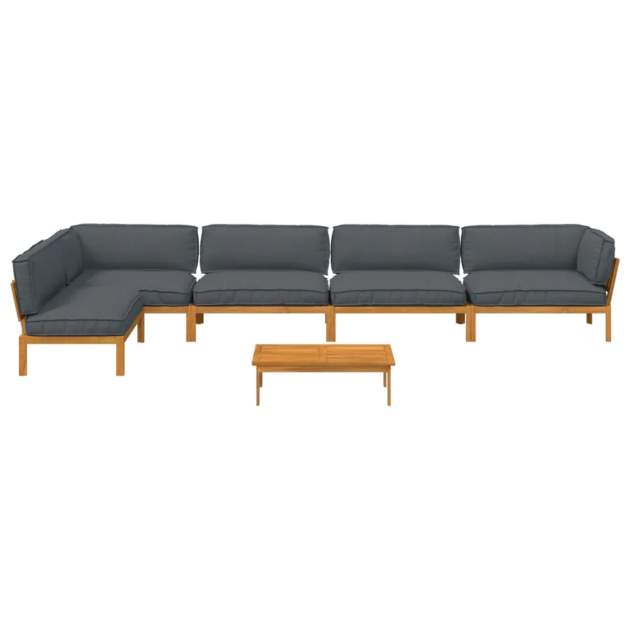 Ensemble de Canapés Uni 6 pcs Anthracite Bois d'Acacia Massif - 10