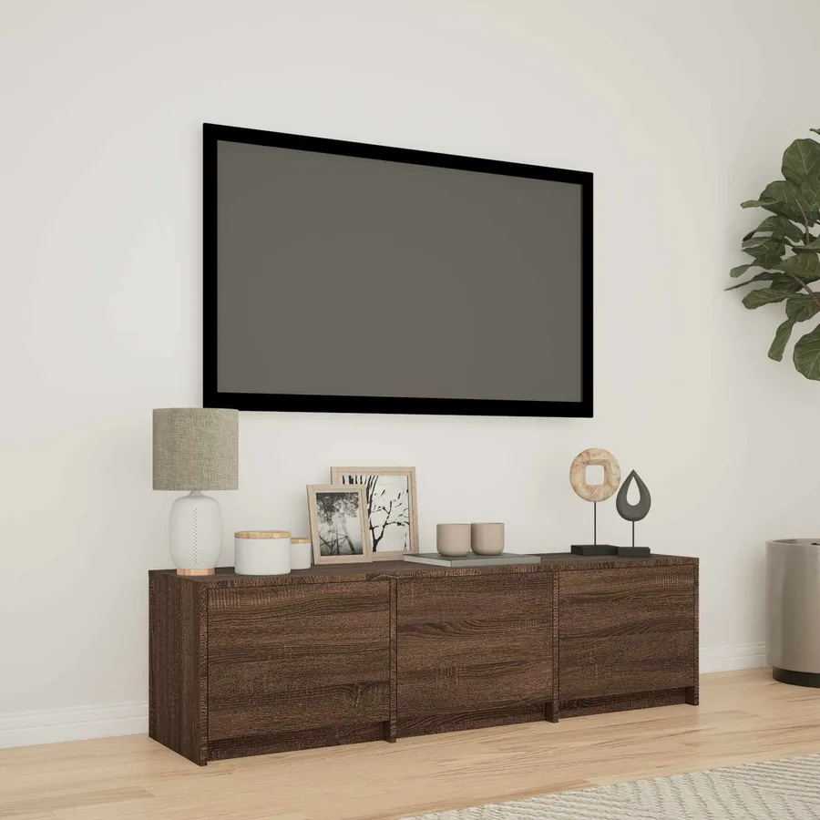 Meuble TV avec LED 140 x 34 x 40 cm Chêne brun