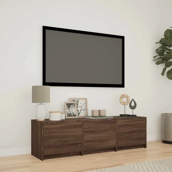 Meuble TV avec LED 140 x 34 x 40 cm Chêne brun