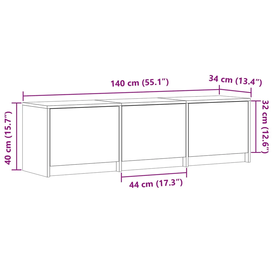 Meuble TV avec LED 140 x 34 x 40 cm Chêne brun - 12