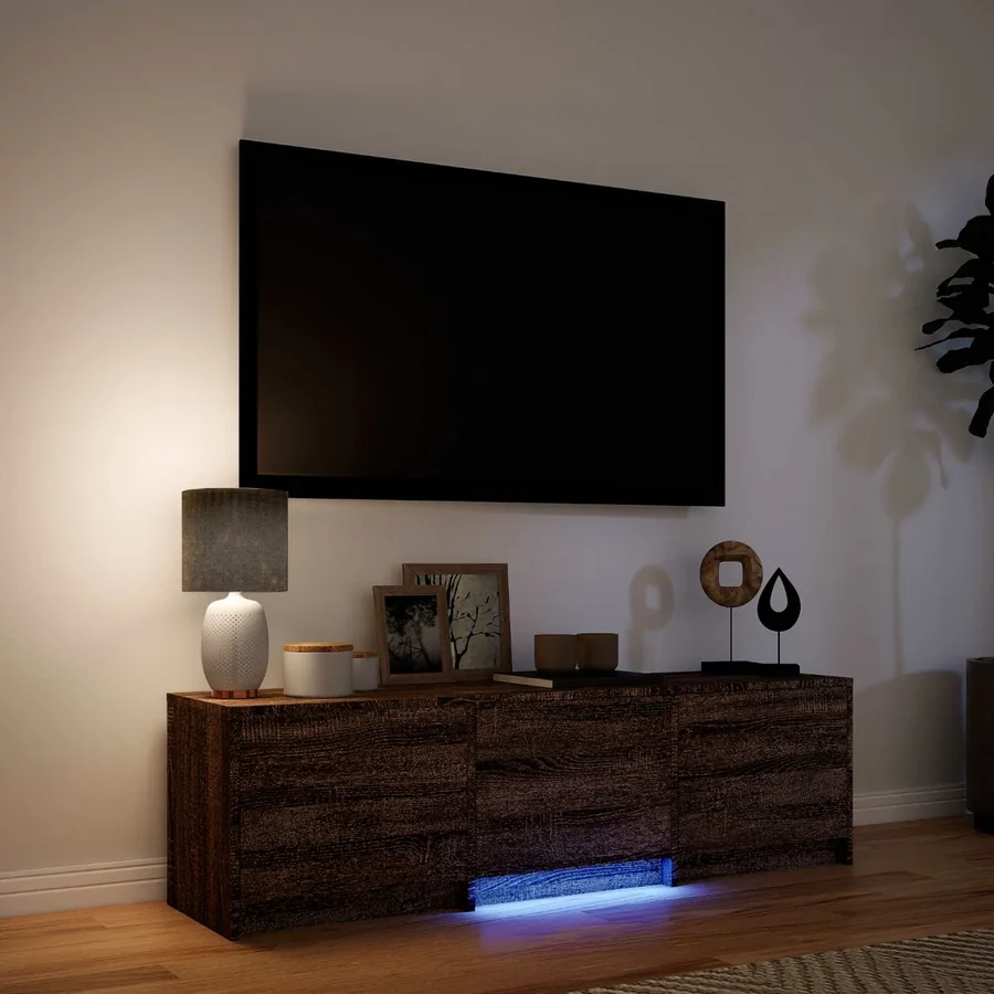 Meuble TV avec LED 140 x 34 x 40 cm Chêne brun - 4