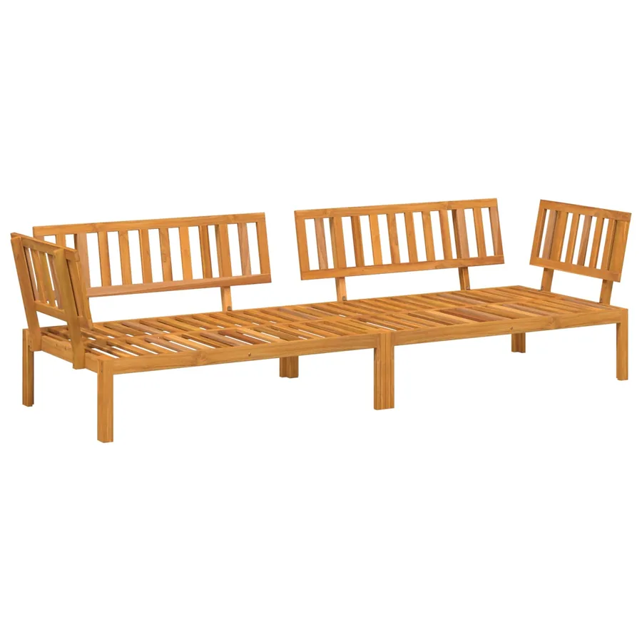 Ensemble de Canapés Uni 2 pcs Beige Bois d'Acacia Massif - 3