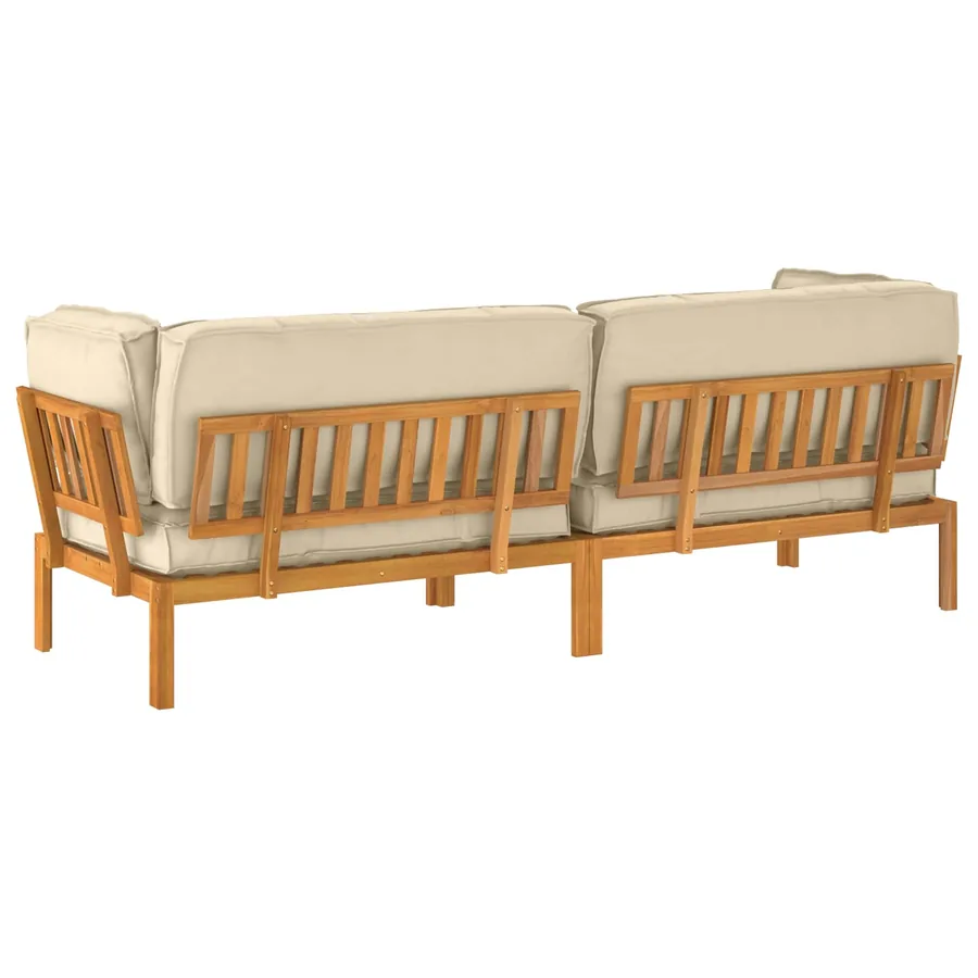 Ensemble de Canapés Uni 2 pcs Beige Bois d'Acacia Massif - 8