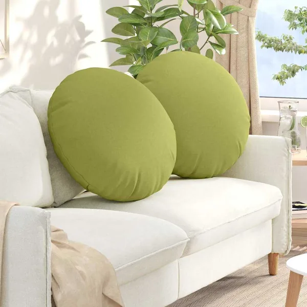 Coussins de siège 2 pcs Vert clair Ø80 x 29 cm tissu
