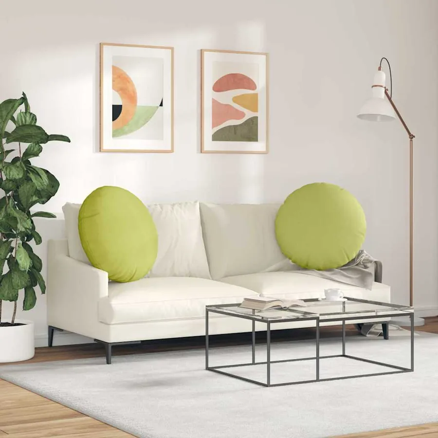 Coussins de siège 2 pcs Vert clair Ø80 x 29 cm tissu - 4