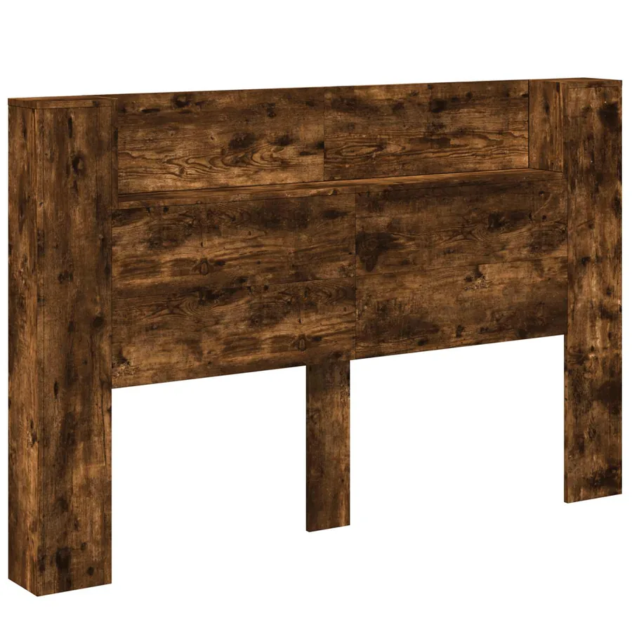 Tête de lit de rangement avec LED Chêne fumé Bois d'ingénierie - 2