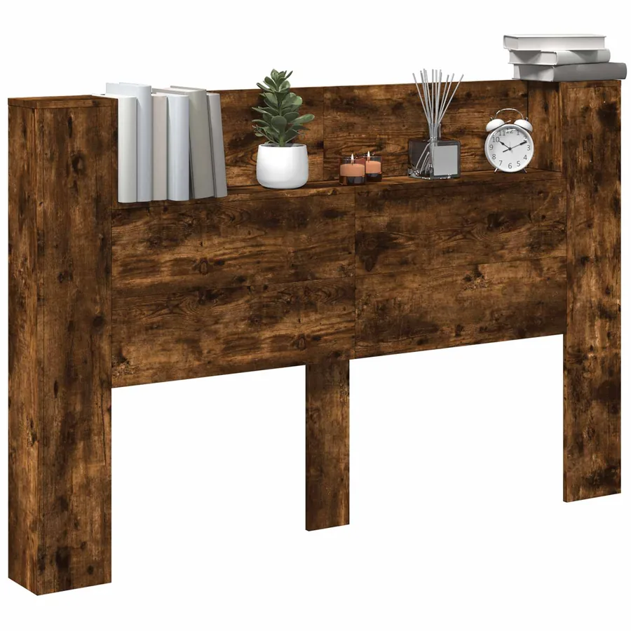 Tête de lit de rangement avec LED Chêne fumé Bois d'ingénierie - 3