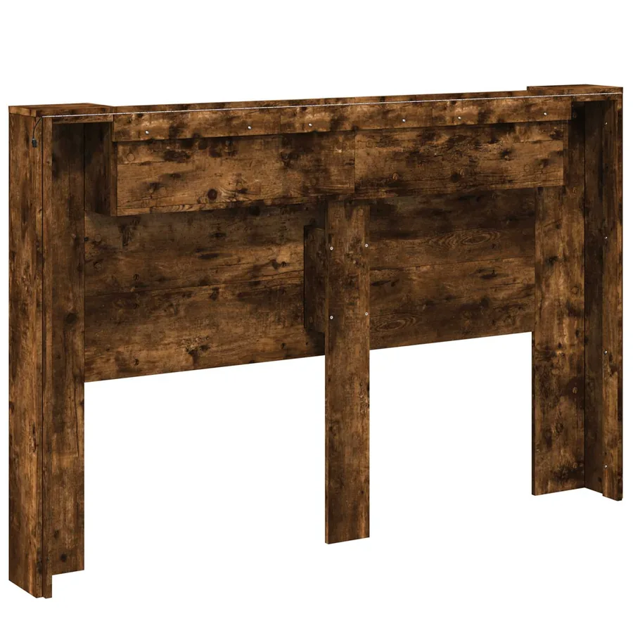 Tête de lit de rangement avec LED Chêne fumé Bois d'ingénierie - 7