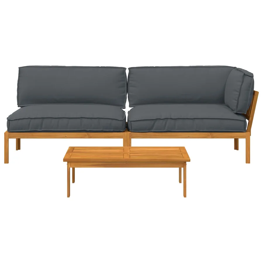 Ensemble de Canapés Uni 3 pcs Anthracite Bois d'Acacia Massif - 10