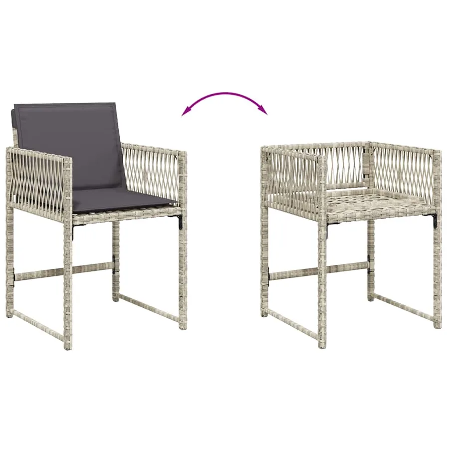 Ensemble à manger de jardin et coussins 9 pcs gris clair rotin - 7