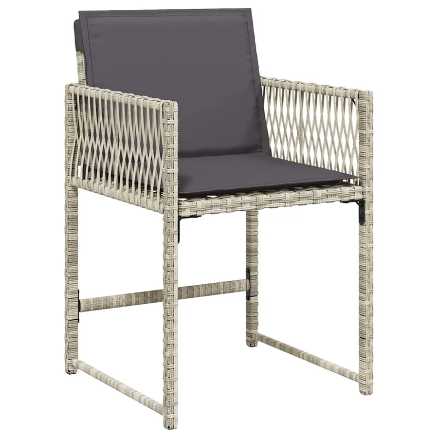 Ensemble à manger de jardin et coussins 17 pcs gris clair rotin - 4