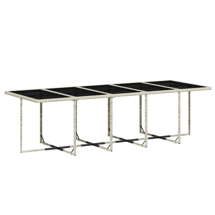 Ensemble à manger de jardin et coussins 15 pcs gris clair rotin - 3