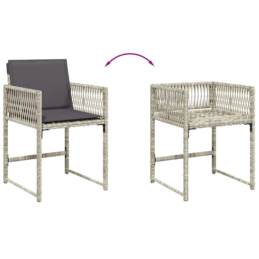Ensemble à manger de jardin 11pcs avec coussins gris poly rotin - 7