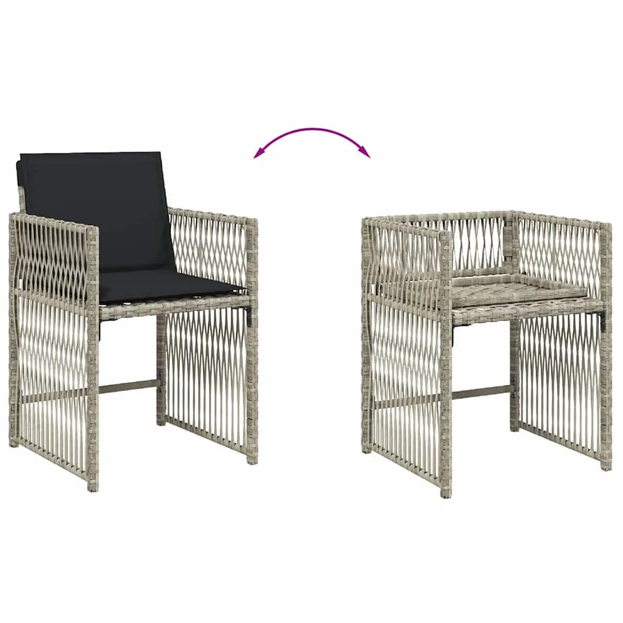 Ensemble à manger de jardin et coussins 9 pcs gris clair rotin - 5