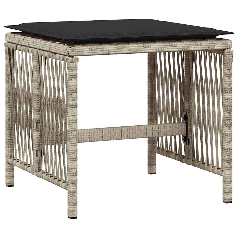 Ensemble à manger de jardin et coussins 9 pcs gris clair rotin - 7