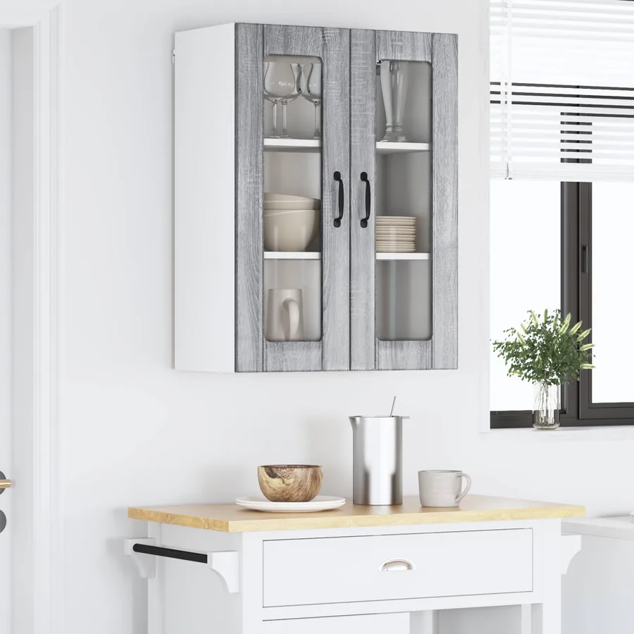 Cabinet en verre mural LUCCA Sonoma gris 60 x 31 x 80 cm - 4