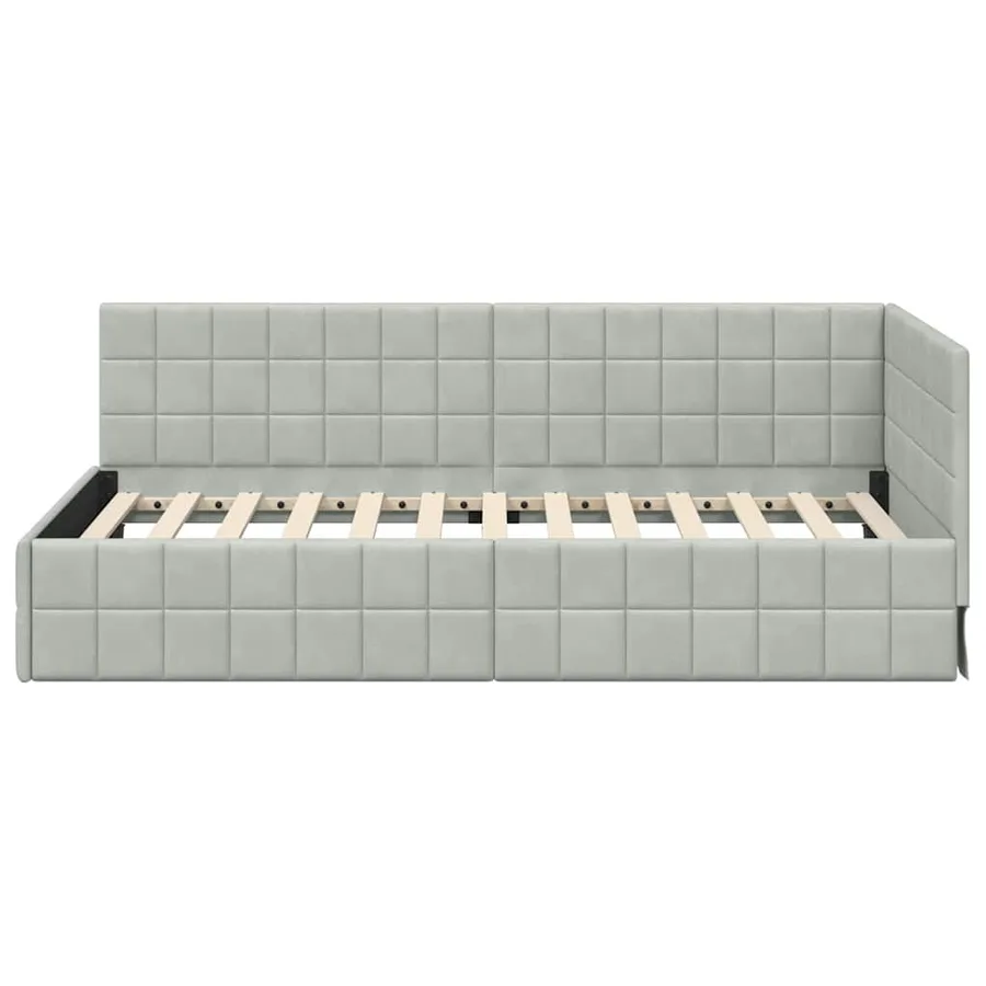 Cadre de lit d'angle Gris clair 90 cm x 200 cm Velours - 5