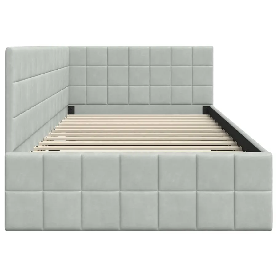 Cadre de lit d'angle Gris clair 90 cm x 200 cm Velours - 6
