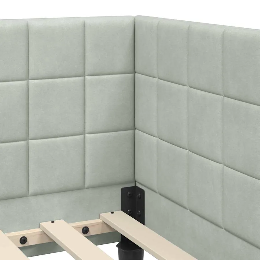 Cadre de lit d'angle avec matelas 2 pcs Gris clair Velours - 10