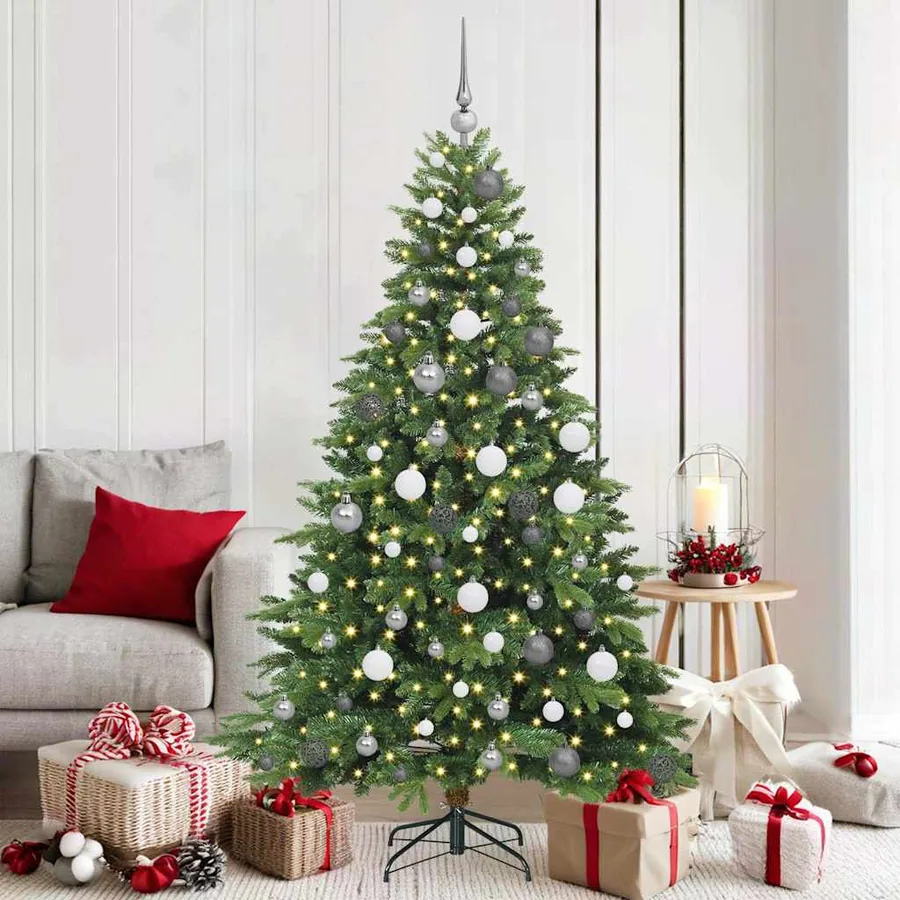 Sapin de Noël artificiel avec 300 LED Vert 180 cm PE et PVC