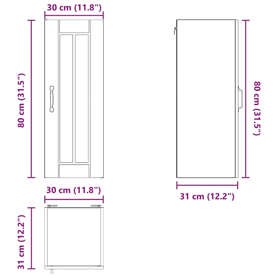 Meuble mural LUCCA Blanc brillant 30 x 31 x 80 cm - 14