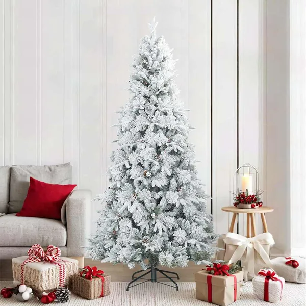 Sapin de Noël artificiel à branches pliantes, duveteux de neige