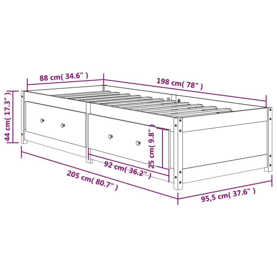 Lit de jour sans matelas cire marron 90x200 cm bois pin massif - 10