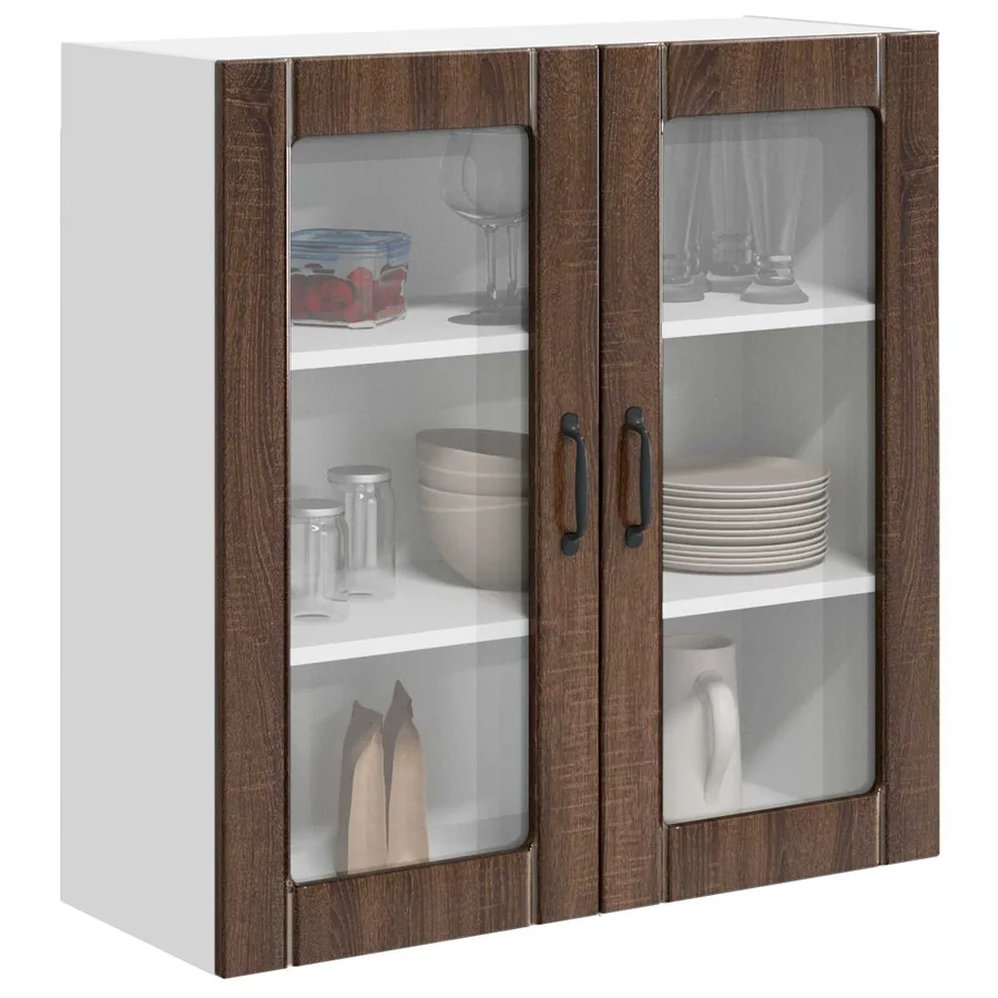 Cabinet en verre mural LUCCA Chêne brun 80 x 31 x 80 cm - 3