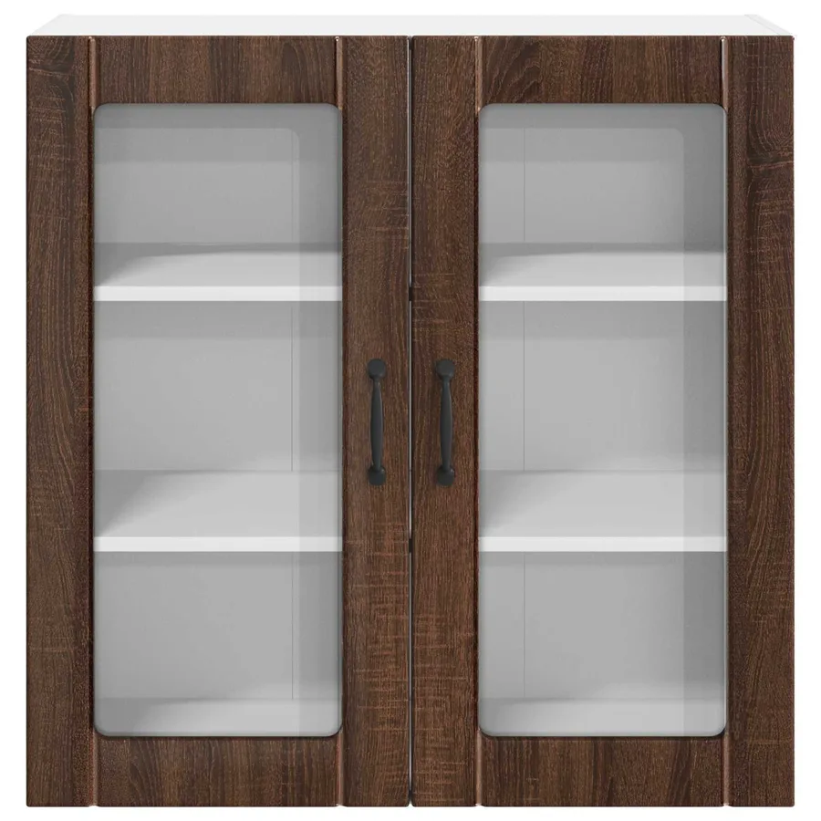 Cabinet en verre mural LUCCA Chêne brun 80 x 31 x 80 cm - 6