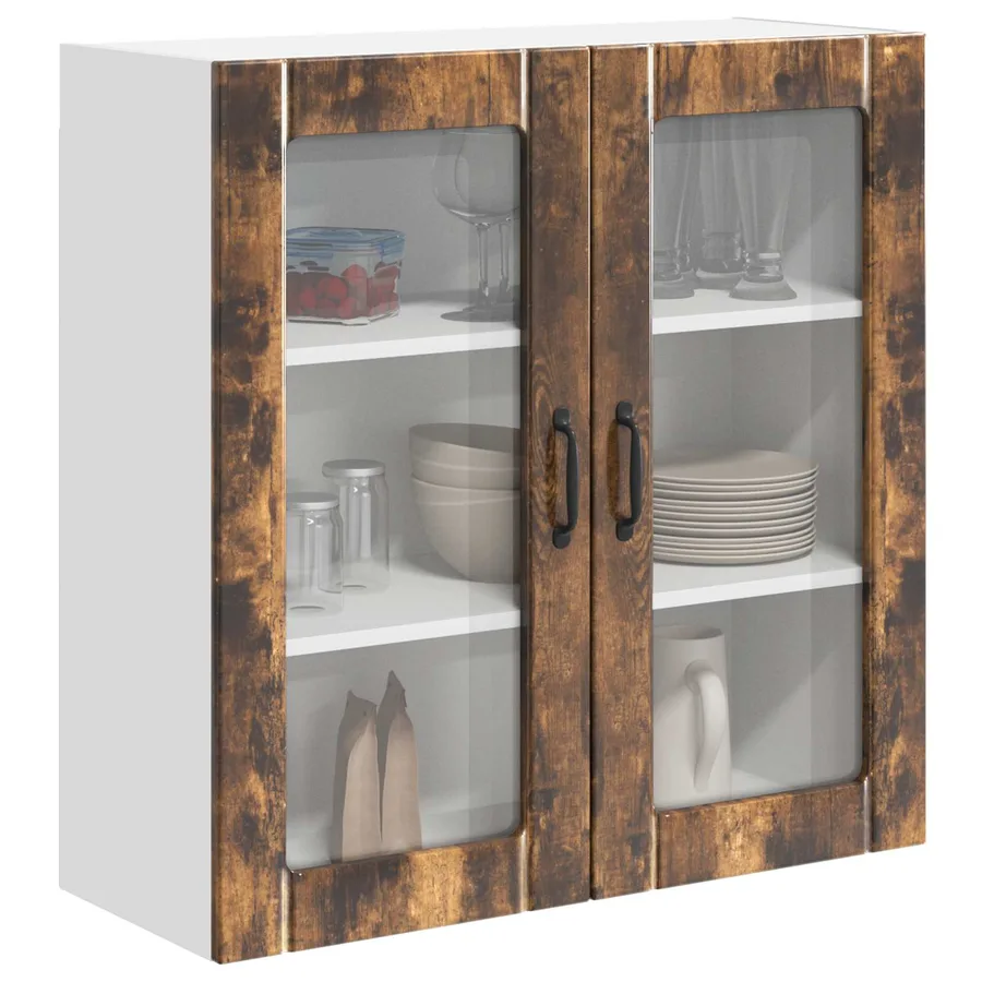Cabinet en verre mural LUCCA Chêne fumé 80 x 31 x 80 cm - 3
