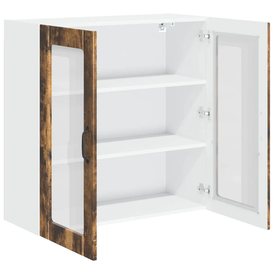 Cabinet en verre mural LUCCA Chêne fumé 80 x 31 x 80 cm - 5