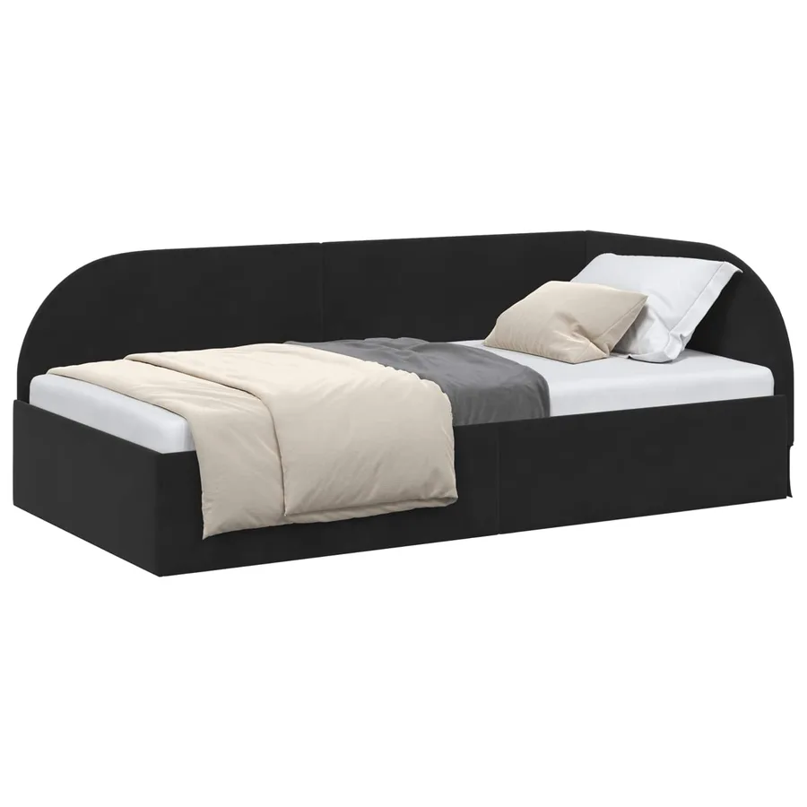 Cadre de lit d'angle Noir 80 cm x 200 cm Velours - 2
