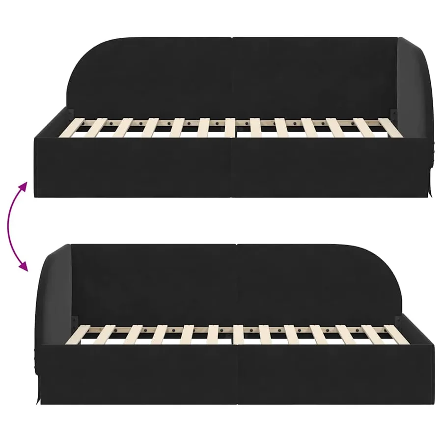 Cadre de lit d'angle Noir 80 cm x 200 cm Velours - 9