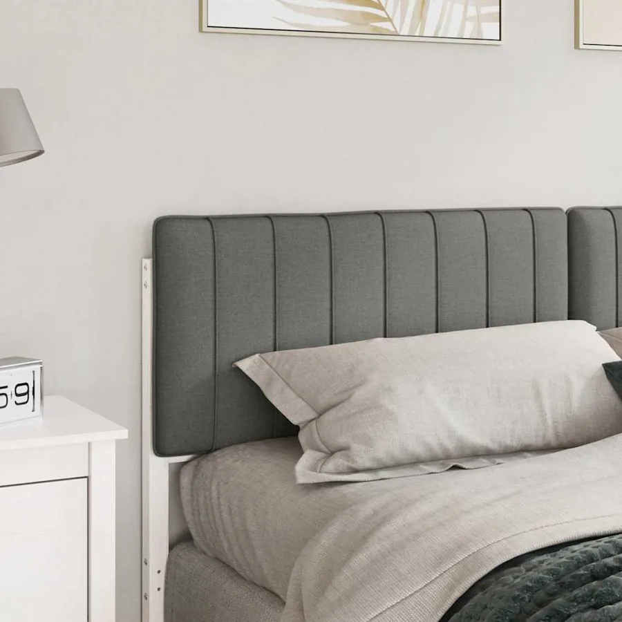 Tête de lit capitonnée Blanc et gris clair 200 cm Pin massif - 3