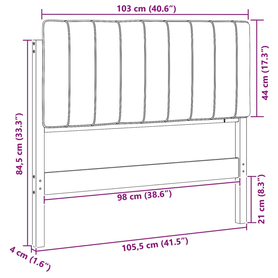 Tête de lit capitonnée Marron et Noir 100 cm Pin massif - 13