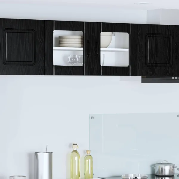 Cabinet en verre mural LUCCA Chêne noir 80 x 31 x 40 cm