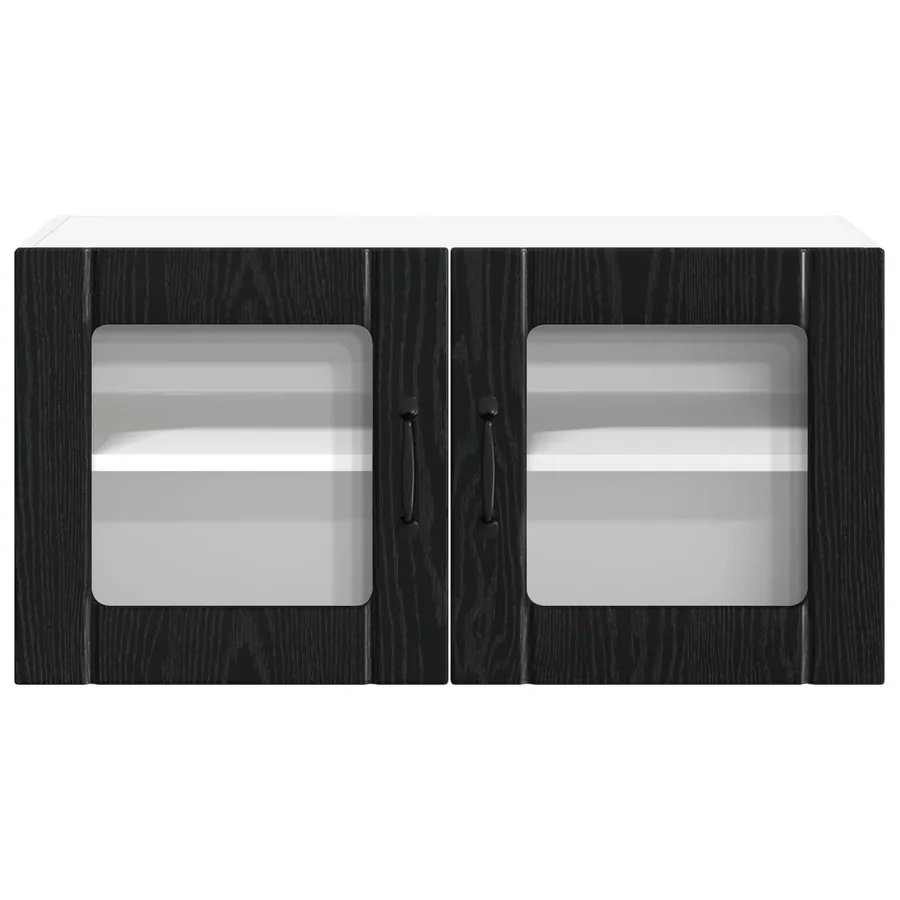 Cabinet en verre mural LUCCA Chêne noir 80 x 31 x 40 cm - 6